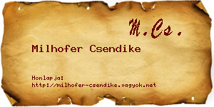 Milhofer Csendike névjegykártya